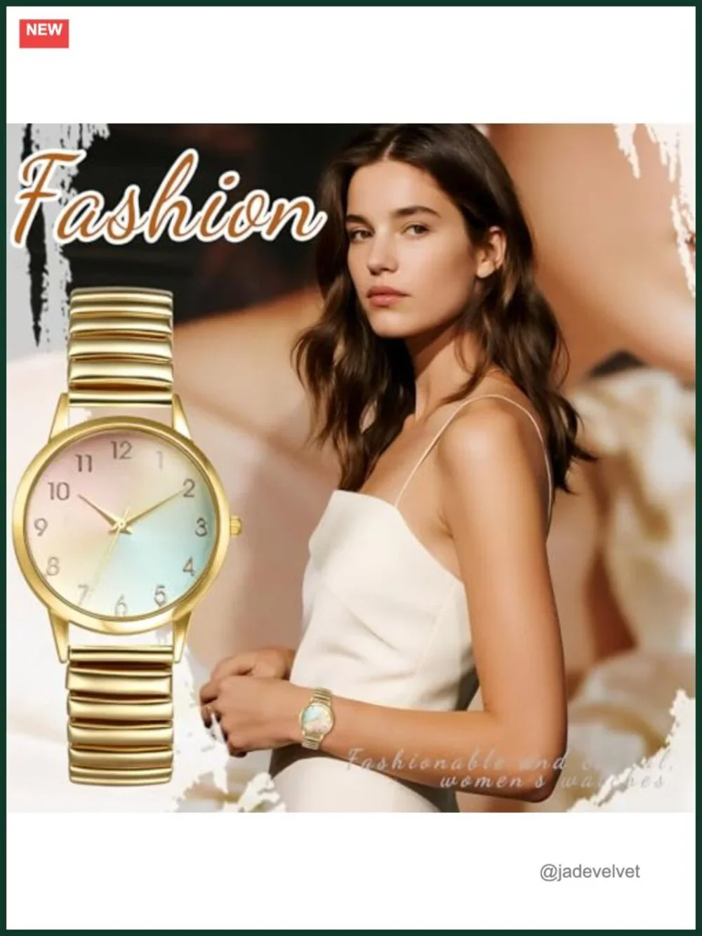 Stretch Band Watch Easy Reader Analog Quartz Bangle Wristwatch for Women